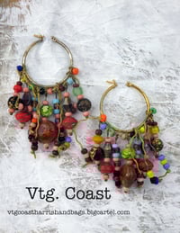 Image 1 of Mardi Gras Beaded Earrings