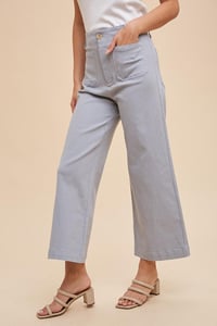 Image 1 of CROPPED STRETCH TWILL WIDE LEG PANTS