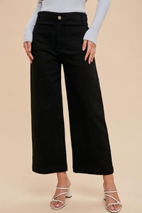 Image 2 of CROPPED STRETCH TWILL WIDE LEG PANTS