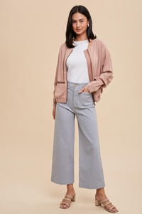 Image 5 of CROPPED STRETCH TWILL WIDE LEG PANTS