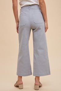 Image 3 of CROPPED STRETCH TWILL WIDE LEG PANTS