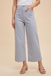 Image 4 of CROPPED STRETCH TWILL WIDE LEG PANTS