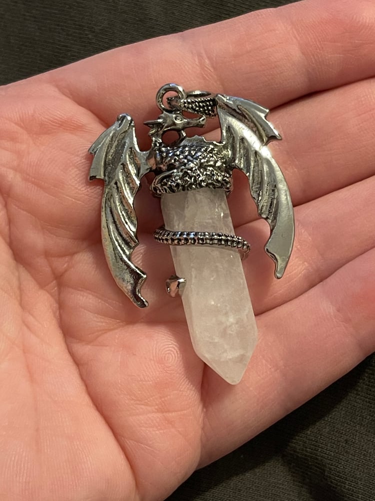 Image of Clear quartz dragon pendant 