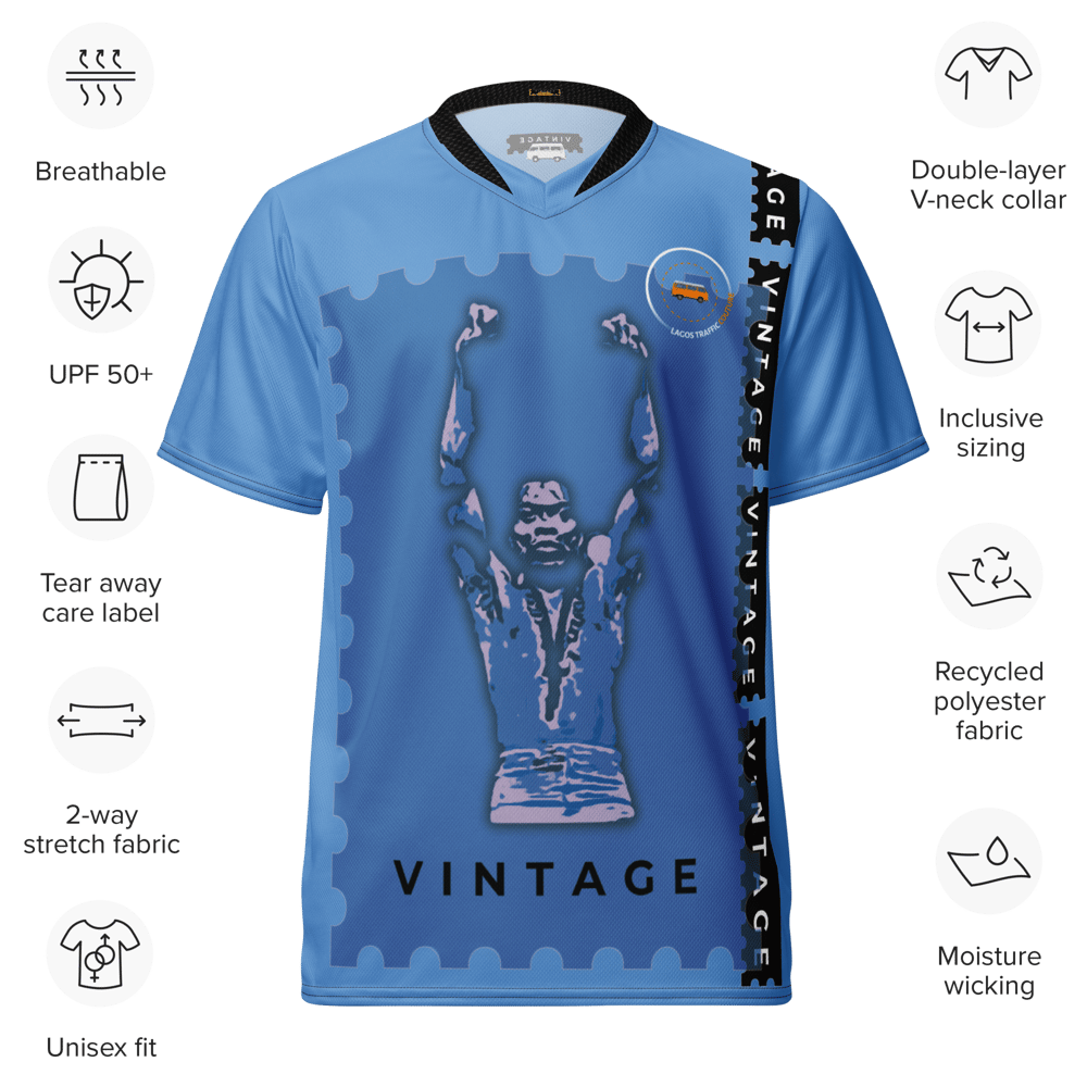 LAGOS TRAFFIC VINTAGE COUTURE TEE (ICONIC FELA STANCE - BLUE)