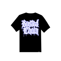 Image 1 of "DRIPPED LILAC" OVERSIZED TEE - BLACK