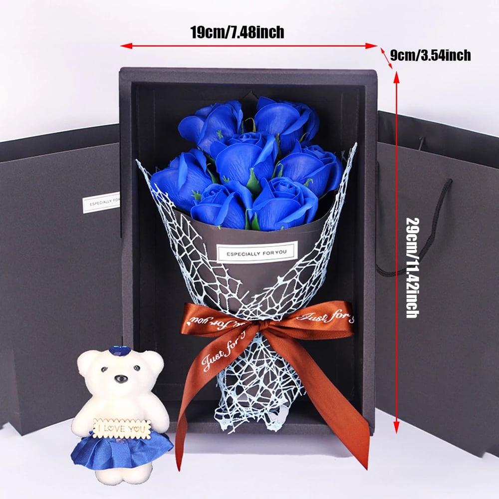 Great Gift Rose Soap Bouquet Little Bear Gift Box, Everyday is a Soapy Day 
