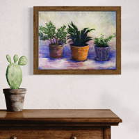 Image 1 of Three Plants, Jan 2024 | Original Painting on Canvas