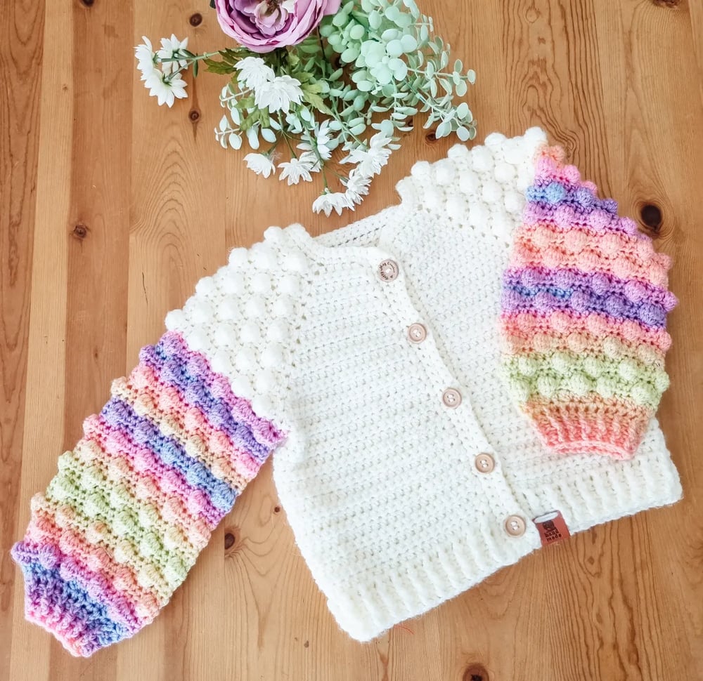 Image of 1-2 years Pastel Rainbow Bobble Cardigan 