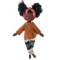 Image 1 of Jaylah Handmade Linen Doll (PREORDER ITEM SHIP DATE ON OR BEFORE JULY 31, 2024)