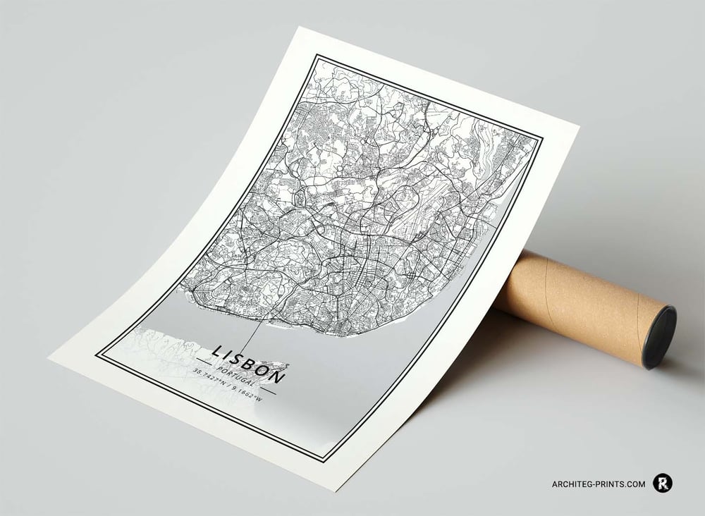 Lisbon - Modern Minimalist City Map Poster
