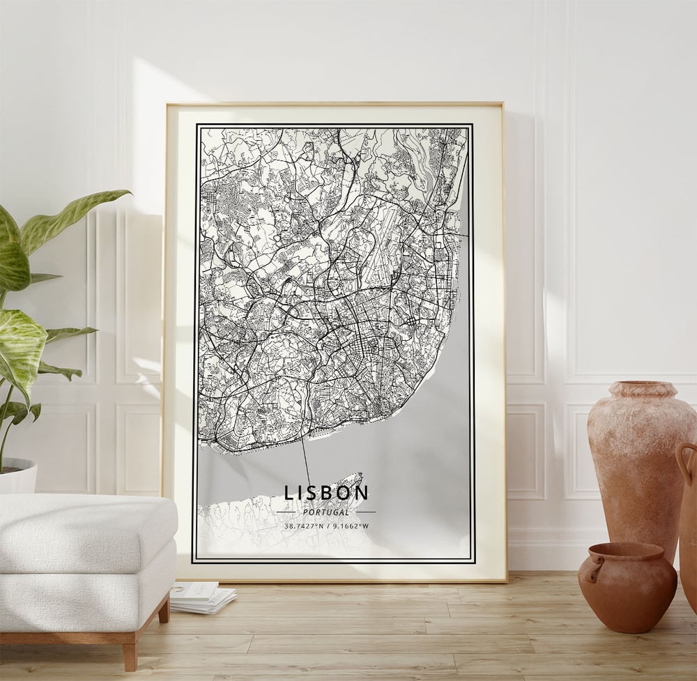 Lisbonne - Carte de la ville minimaliste moderne Poster