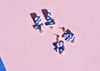 Botanical Mini Statement Earrings | Handmade with Pearls - Blue Lilac Wattle Print
