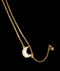 Image 2 of Crescent Moon Star Gold Necklace