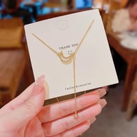 Image 3 of Crescent Moon Star Gold Necklace