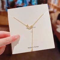 Image 4 of Crescent Moon Star Gold Necklace