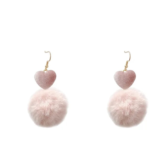 Image of Plush Pom Pom Pink Earrings
