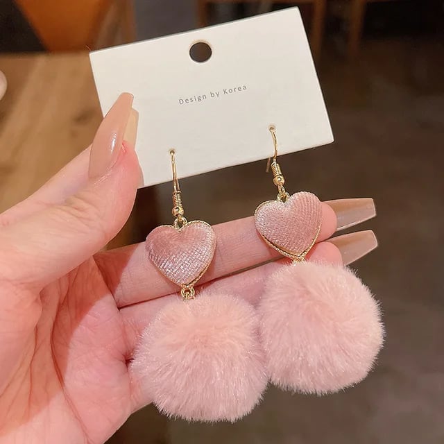 Pink deals fluffy earrings