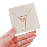 Image 1 of Crescent Moon Star Gold Necklace