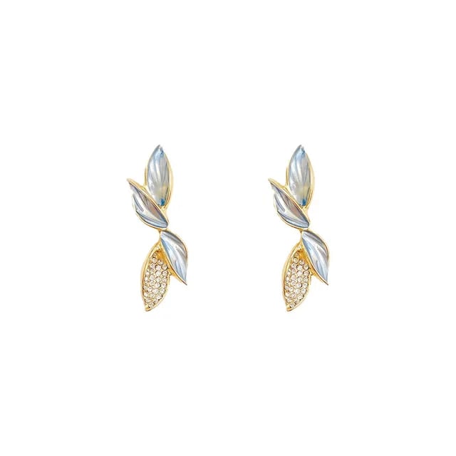 Image of Gold and Blue Fairy Leaf Earrings 