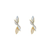 Image 1 of Gold and Blue Fairy Leaf Earrings 