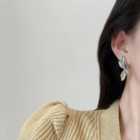 Image 5 of Gold and Blue Fairy Leaf Earrings 
