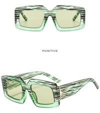 Image 1 of Stylish Striped Sunglasses Green