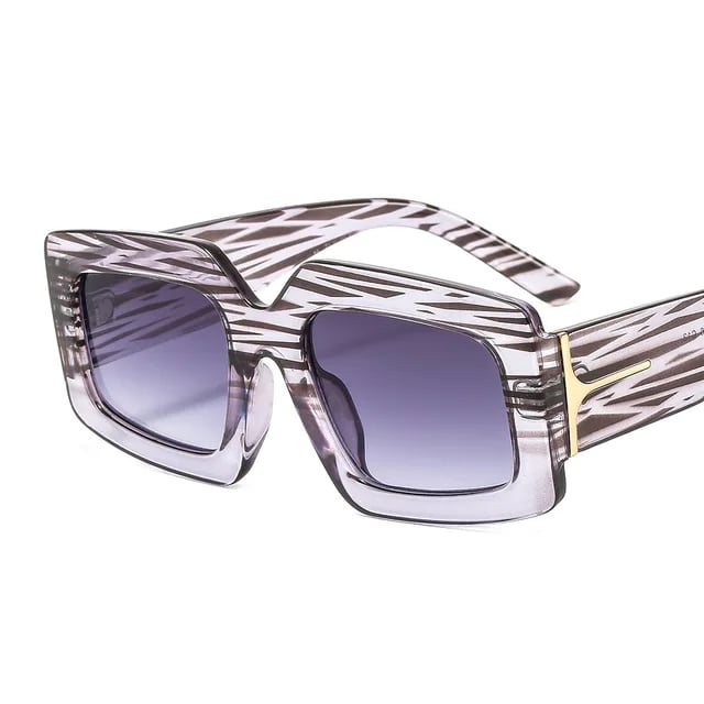 Image of Stylish Striped Sunglasses in Gray