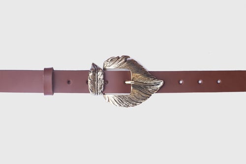 Image of Feather Leather belt in Tobacco