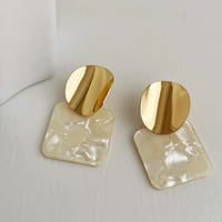 Image 2 of Square Marble Abstract Earrings 
