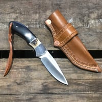 Image 1 of Fixed Blade Knife with Sharks Tooth Scabbard