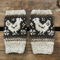 Image 1 of Hand spun and Hand knit Hen Mitts - Silkie