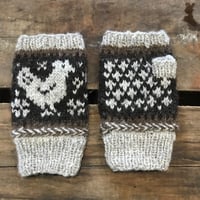 Image 2 of Hand spun and Hand knit Hen Mitts - Silkie