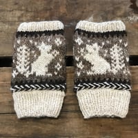 Image 1 of Handspun & Handknit Squirrel Mitts - Alder