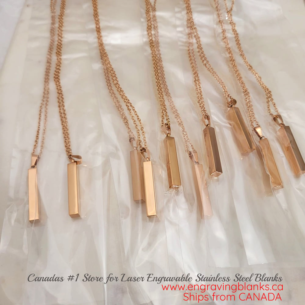 4 ROSE GOLD stainless bar Pendant necklace blank Laser Engraving