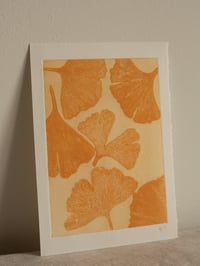 Image 2 of Ginkgo 2 - Original Botanical Monoprint - A5 - Orange 