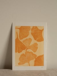 Image 1 of Ginkgo 2 - Original Botanical Monoprint - A5 - Orange 