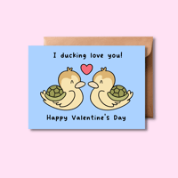 Turtle Duck Valentine Flat Card