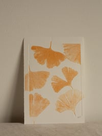 Image 1 of Ginkgo 3 - Original Botanical Monoprint - A5 - Orange 
