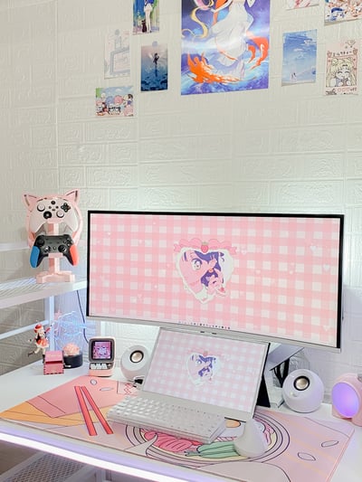 Image of Ramen Desk Mat - Pink Kawaii Mouse Pad