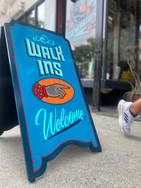 Image 1 of Walk Ins Welcome Sandwich Board Aqua Blue