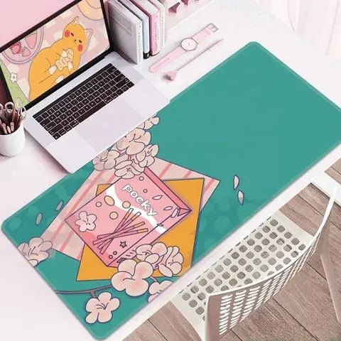 Pocky Kawaii Desk Mat Cute Dark Cyan Large Mouse Pad