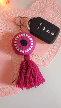Image 2 of Mini Purple Ojito Keychains Tassels 