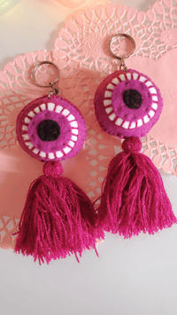 Image 1 of Mini Purple Ojito Keychains Tassels 