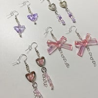 Image 1 of pink & purple earrings