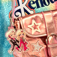 Image 2 of Cowgirl Barbie & Cowboy Ken 3 inch Glitter Epoxy Charm