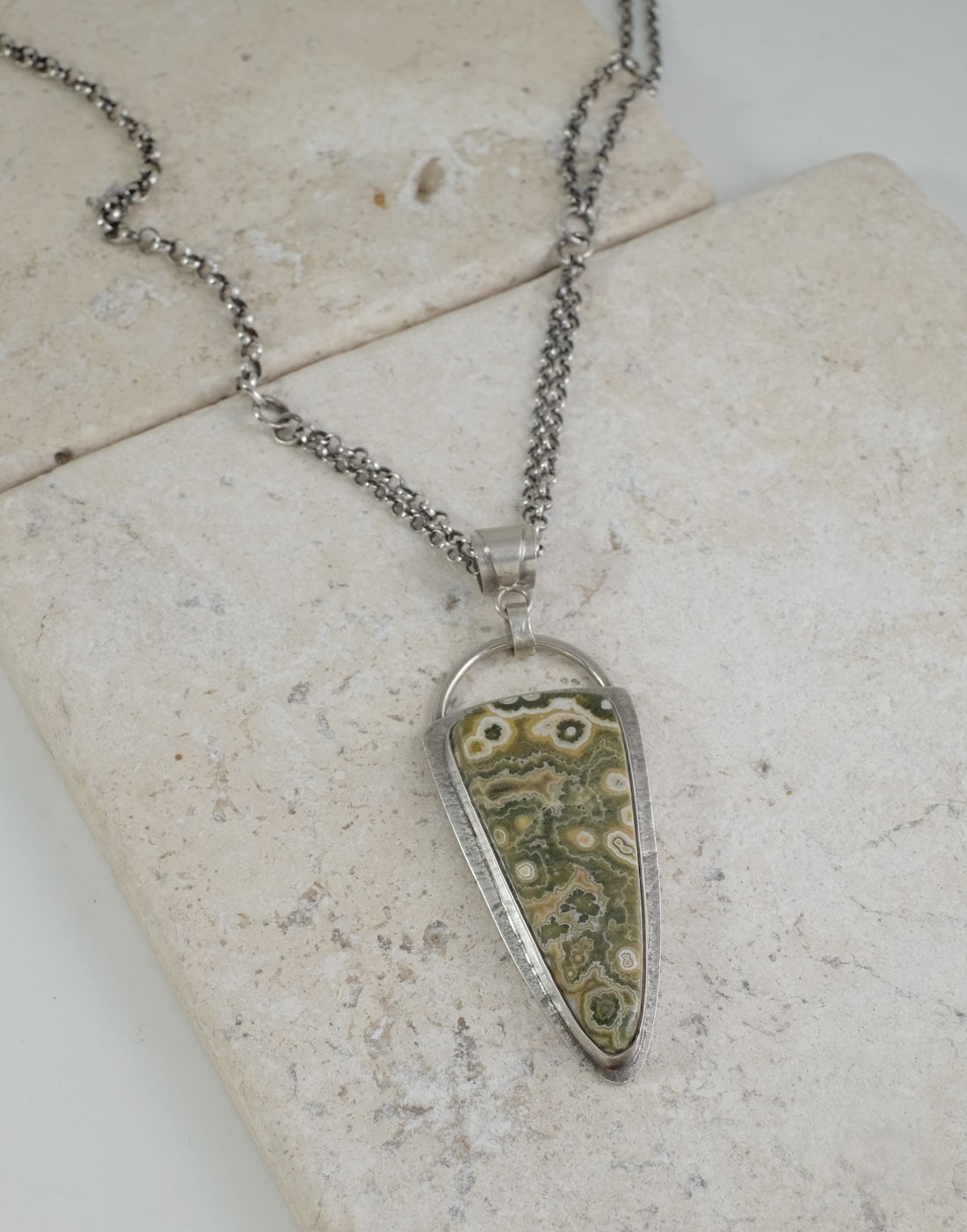 Image of Green Ocean Jasper/Agate, Sterling Silver Necklace