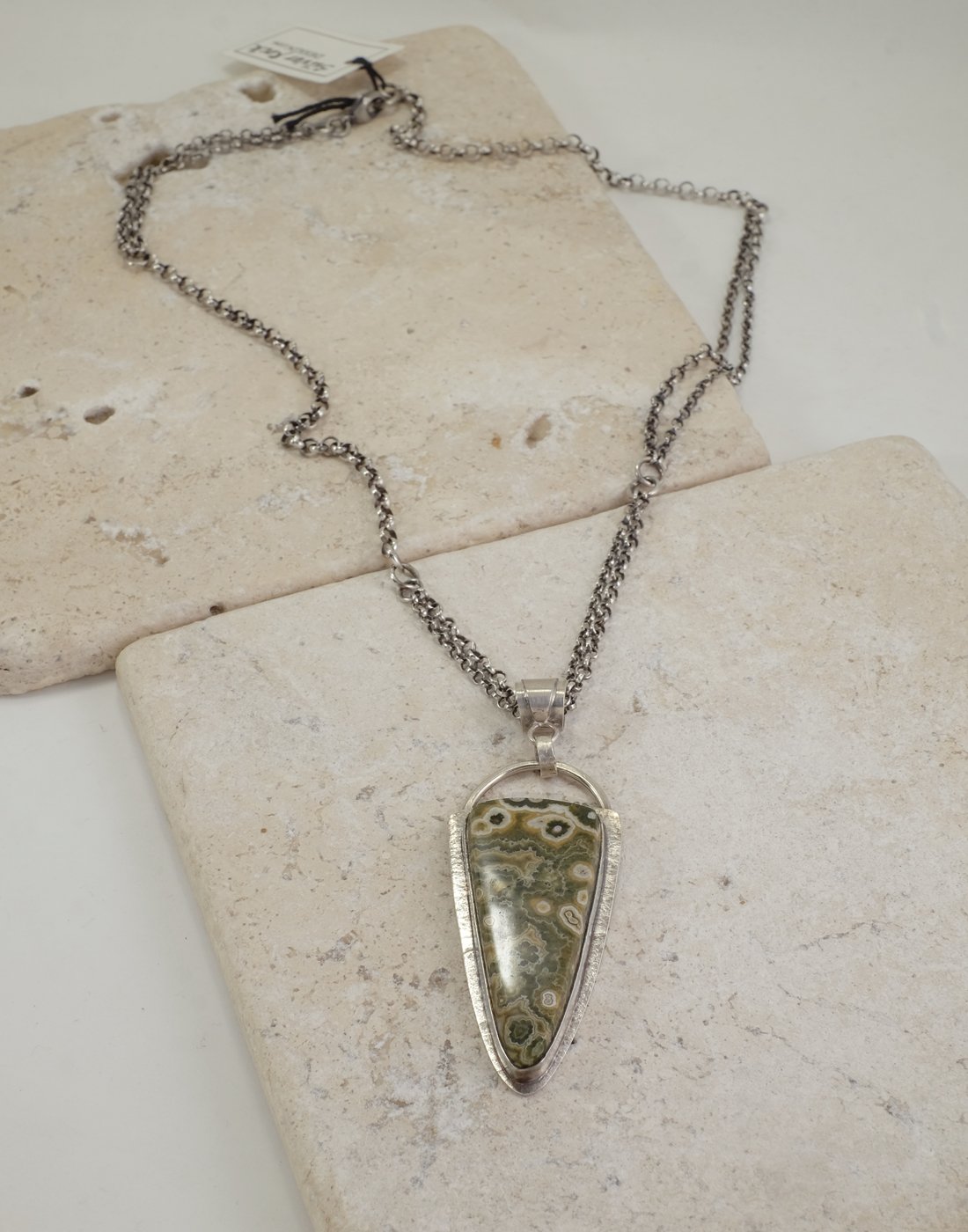 Image of Green Ocean Jasper/Agate, Sterling Silver Necklace