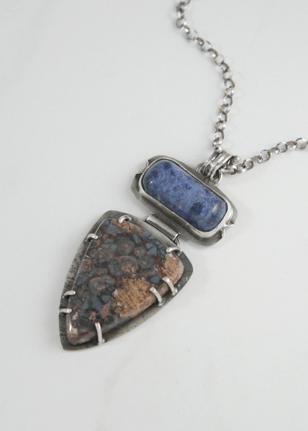 Image of Denim Blue Sodalite and Flower Stone Necklace