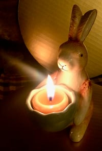 Image 1 of Ceramic Peter Rabbit with Blue Egg Tealight Holder