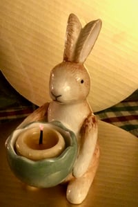 Image 3 of Ceramic Peter Rabbit with Blue Egg Tealight Holder